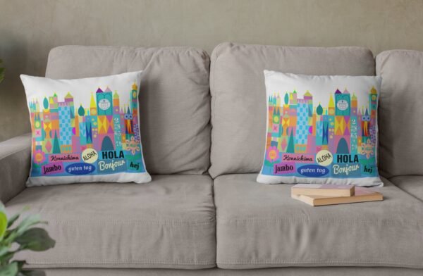 Small World Inspired Pillow, Home Decorative Pillow, Fairytale Throw Pillow, Princess Decor Pillow, Housewarming Gift, Family Gift